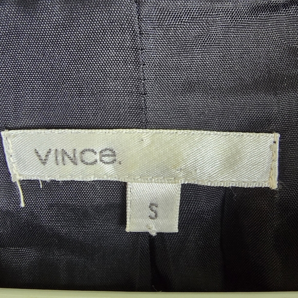 Vince Womens Black Cropped JacketSmall Button DetailRuched Sleeve Stand UpCollar - Picture 6 of 15